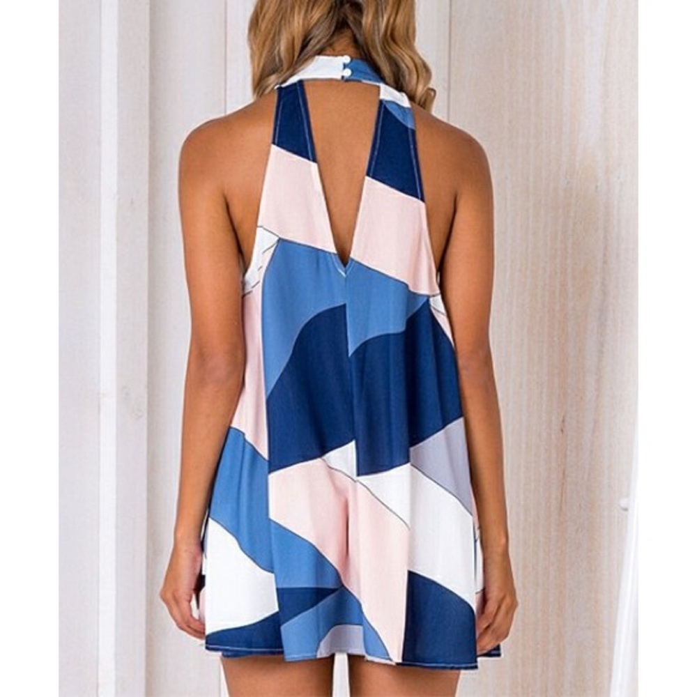 NWT Geometric Keyhole High-Collar Tunic Dress, M - Picture 2 of 4